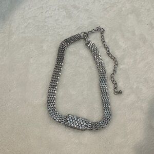 Silver Crystal Accent Women’s Choker Necklace